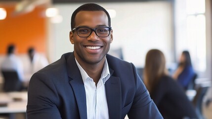 Confident Indian Businessman Smiling in Modern Office Environment