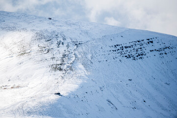 Brecon Beacons Mountain Winter Snow Landscape Mountain Slopes