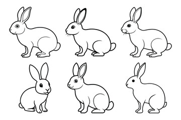 Rabbit animal line icon set vector illustration. Rabbit icons with white background
