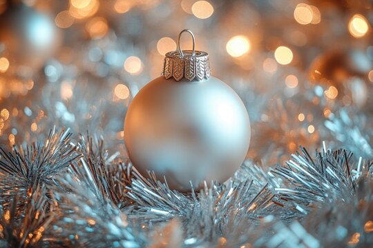 A single white ornament sits atop a Christmas tree, perfect for holiday decorating ideas