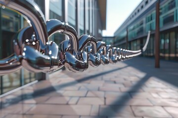 symbolic representation of trust with chrome chain in contemporary urban environment. generative ai