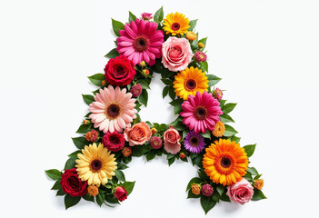 letter a with rose