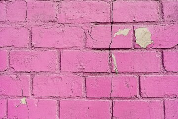 Obraz premium Weathered Pink Brick Wall with Cracks: A Blend of Vintage Texture and Architectural Charm