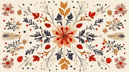 Festive Christmas Pattern on Beige Background for Design Projects