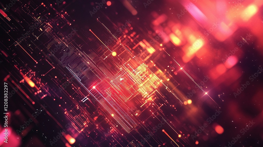 Aufkleber abstract digital circuit structure with vibrant light background