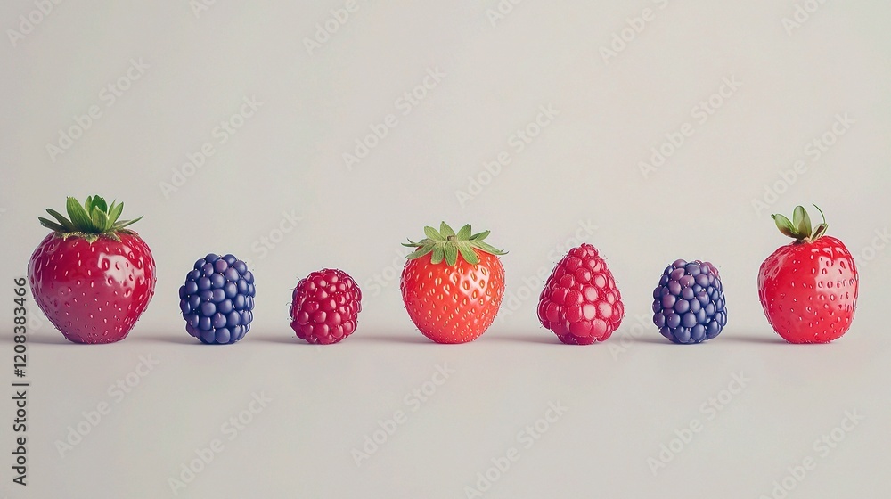 Poster Fresh Berries Selection Isolated on Light Background for Design Use