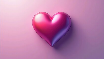 Fototapeta premium Striking Contrast: Glossy Pink Heart on Vibrant Purple Background