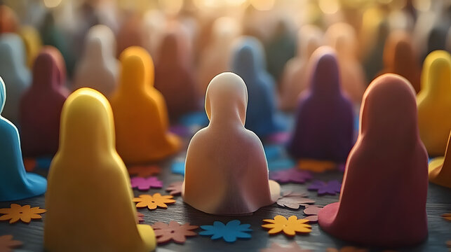 Peaceful Interfaith Gathering concept as Photo stock of a peaceful interfaith gathering with soft abstract background symbolizing unity harmony World Religion Day advertisement banner in Photo Stock