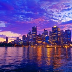 Fototapeta premium Downtown Sydney skyline in Australia at twilight 