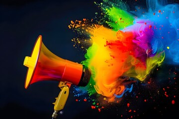 vibrant megaphone radiating colorful waves for enhanced customer engagement. generative ai