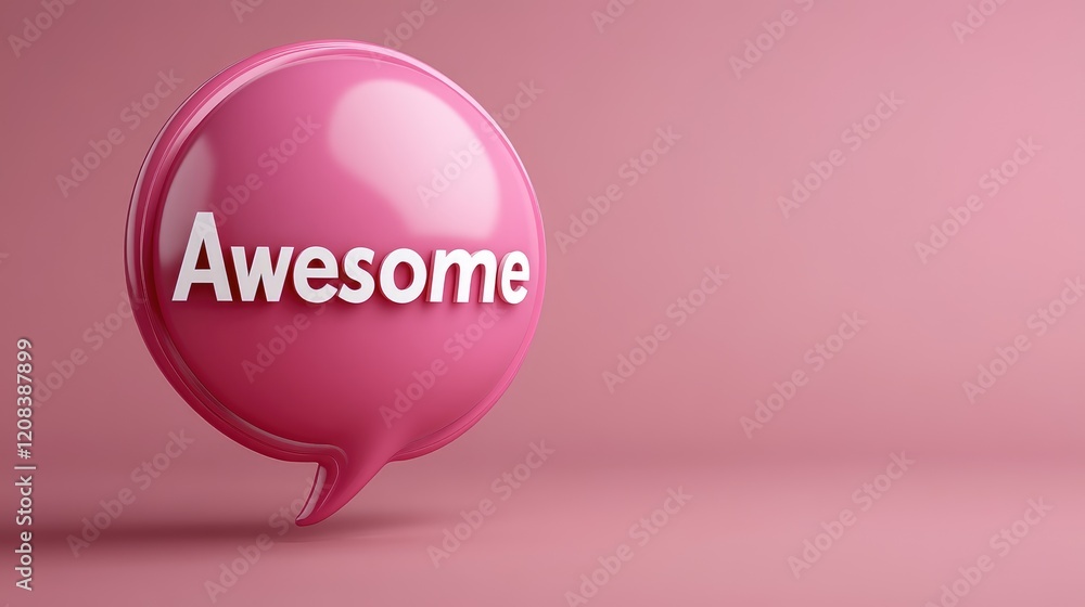Poster expressive pink bubble with awesome text studio setting graphic design minimalist environment close-