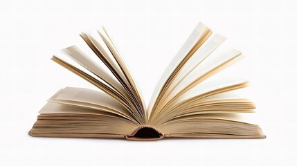 Vintage Open Book Isolated on White Background with Pages Ajar