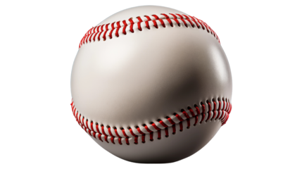 Pristine white baseball with red stitching, ready for a game or as a sports memorabilia, studio view, isolated on transparent background.