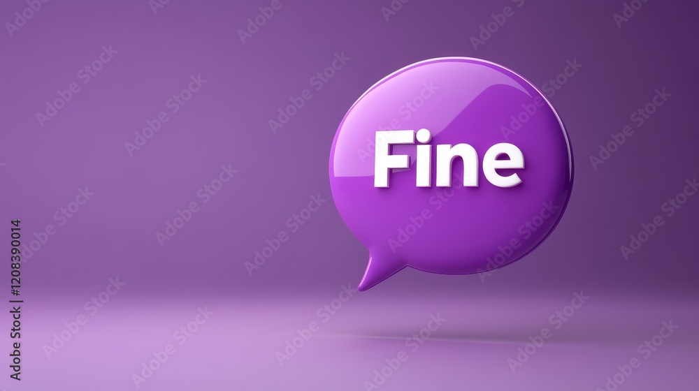 Poster expressing emotions with a purple speech bubble studio setting digital art minimalist design close-u