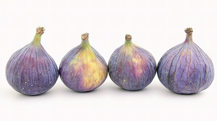 Fototapeta premium Fresh Purple Figs Isolated on White Background for Culinary Use