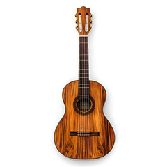 Naklejka premium Beautiful Handcrafted Acoustic Guitar on White Background with Detailed Wood Grain
