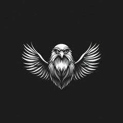 Obraz premium Majestic eagle wings spread, dark background, wildlife, emblem design