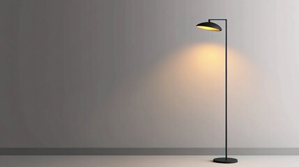 Modern Floor Lamp with Sleek Design Isolated on Grey Background