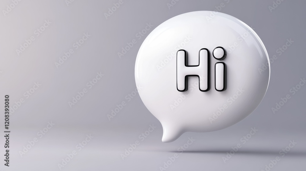 Poster greeting message in speech bubble digital space graphic design minimalist style modern view communic