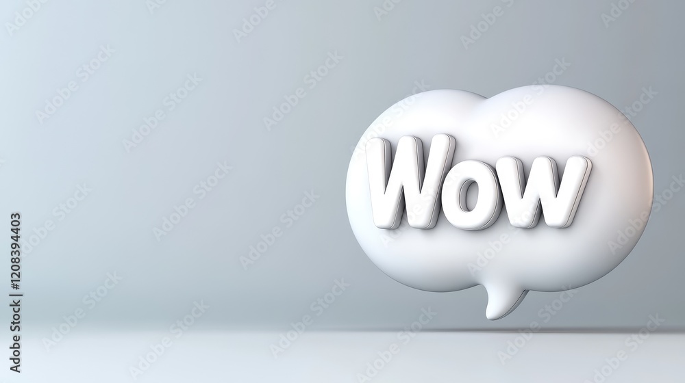 Poster exciting graphic design concept featuring a speech bubble with wow text digital art minimalist backg