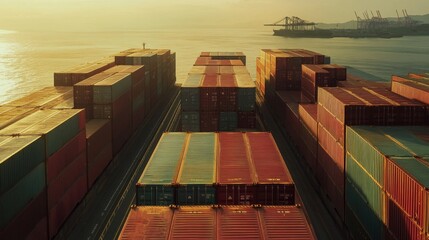 Fototapeta premium Global business logistics import export background and container cargo freight ship transport concept