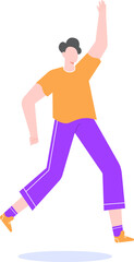 Energetic young man running and waving, conveying a sense of joy, freedom, and dynamic movement, ideal for lifestyle, fitness, and youth related themes