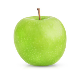 One ripe green apple is isolated on a white background