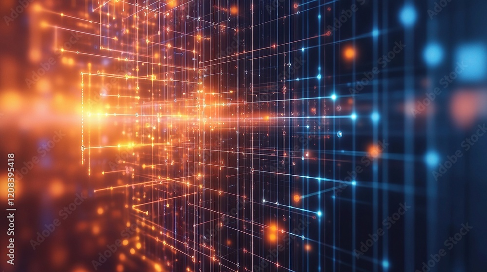 Poster abstract circuit structure with lines and light effects background