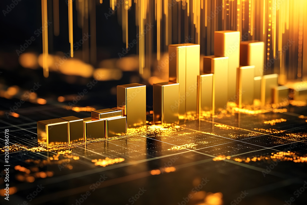 Aufkleber generative ai on theme of beautiful gold growth chart for design natural abstract background