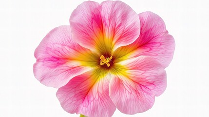 Vibrant Pink Primula Flower with Bright Yellow Hues and Fine Details