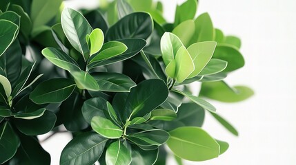 Fototapeta premium Detailed Ornamental Tree with Lush Green Leaves Isolated on White
