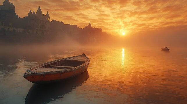  varanasi ghats at dawn indian landscape - Powered by Adobe