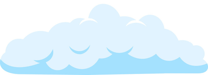 Cartoon illustration featuring a light blue cumulus cloud peacefully floating in a bright white sky, evoking a serene and dreamy atmosphere perfect for a sunny day