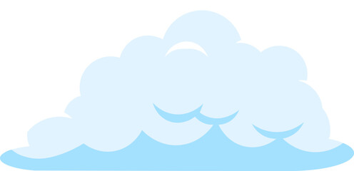Light blue cartoon cloud floating in the clear sky, simple vector illustration isolated on white background, minimalist design for children book or weather forecast