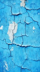Obraz premium artistic photograph of textured cracks on a vibrant blue wall, emphasizing bold contrast and natural imperfections, serene composition