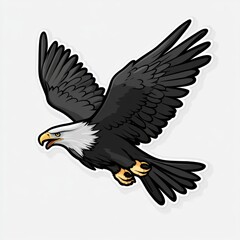 Majestic eagle soaring, wings spread wide, against a plain background. Ideal for nature, wildlife, freedom themes