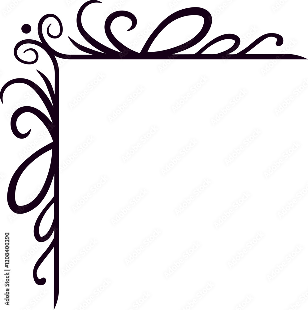 Poster hand drawn decorative corner border adds a touch of elegance, creating a sophisticated frame for inv