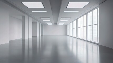 Fototapeta premium Minimalist Empty Coworking Office Space in Quarantine Context