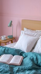 Cozy Bed with Neutral Tones
