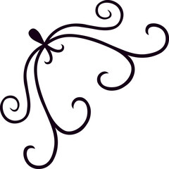 Hand drawn decorative corner ornament featuring elegant swirls and flourishes, creating a sophisticated and artistic design element for various projects