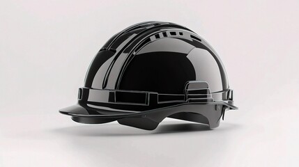 Fototapeta premium Isolated Black Safety Helmet on White Background for Industrial Use