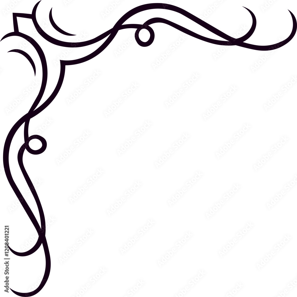 Poster corner ornament creating a sophisticated frame with elegant swirls and flourishes, ideal for adding 