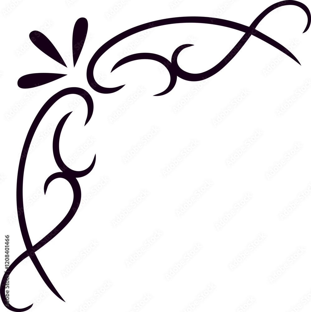 Poster corner ornament with elegant swirls and flourishes, creating a sophisticated and decorative frame, p