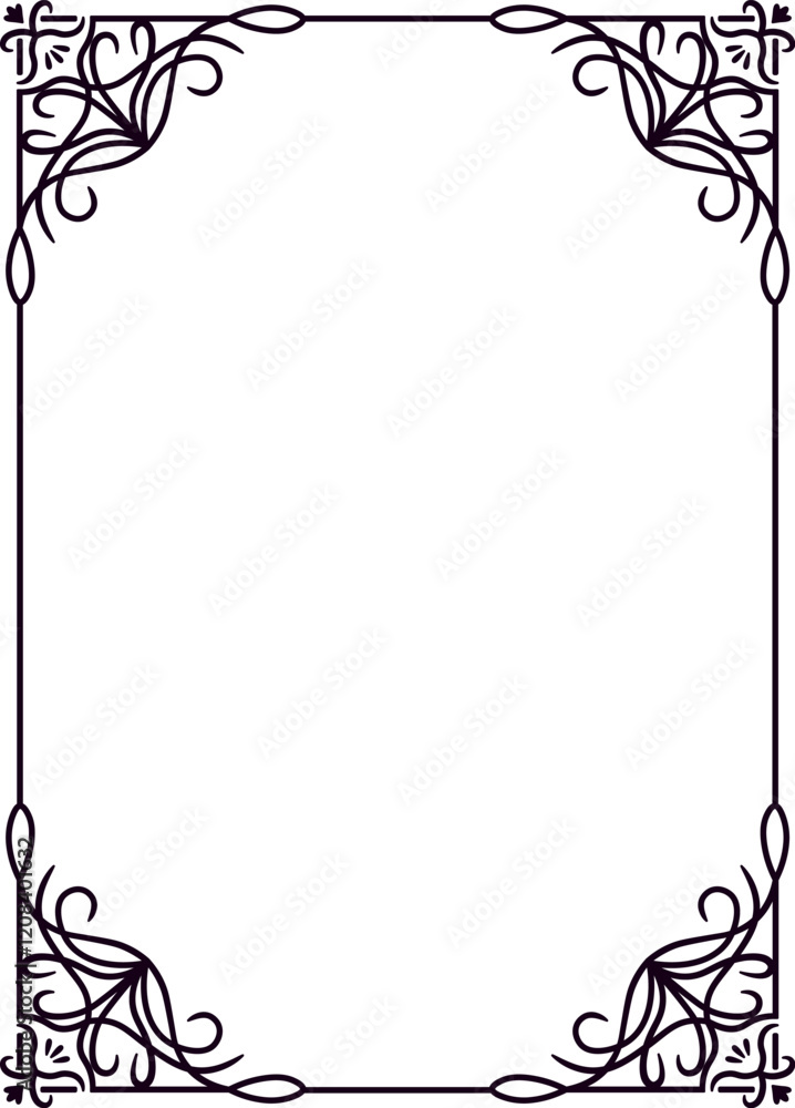 Aufkleber rectangular frame featuring intricate floral corner decorations creating a sophisticated and elegant