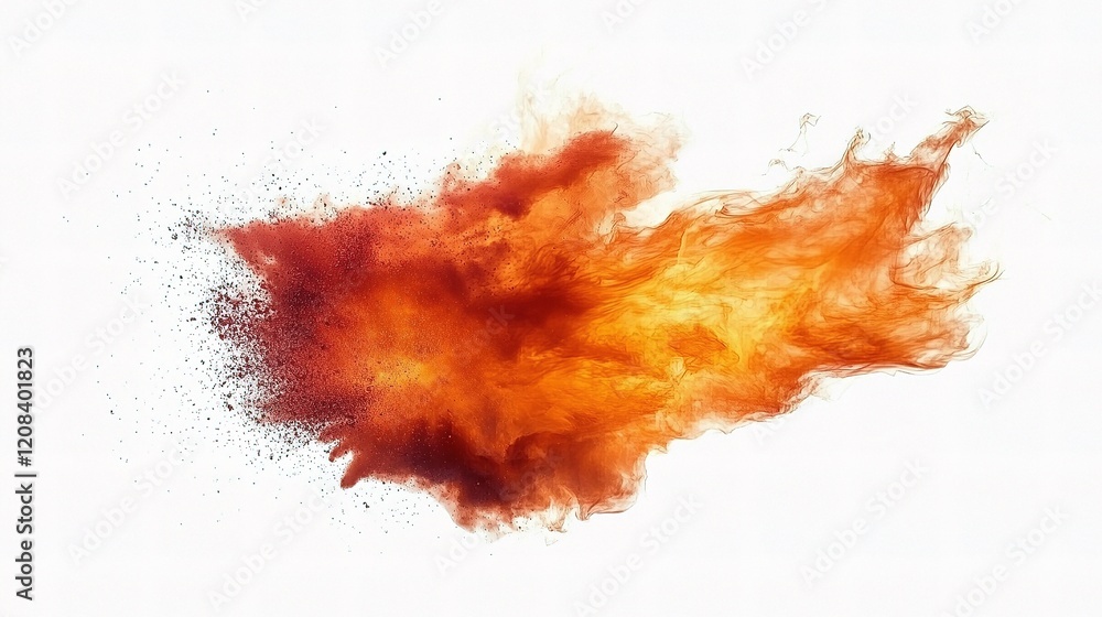 Poster realistic flames with dynamic movement isolated on white background