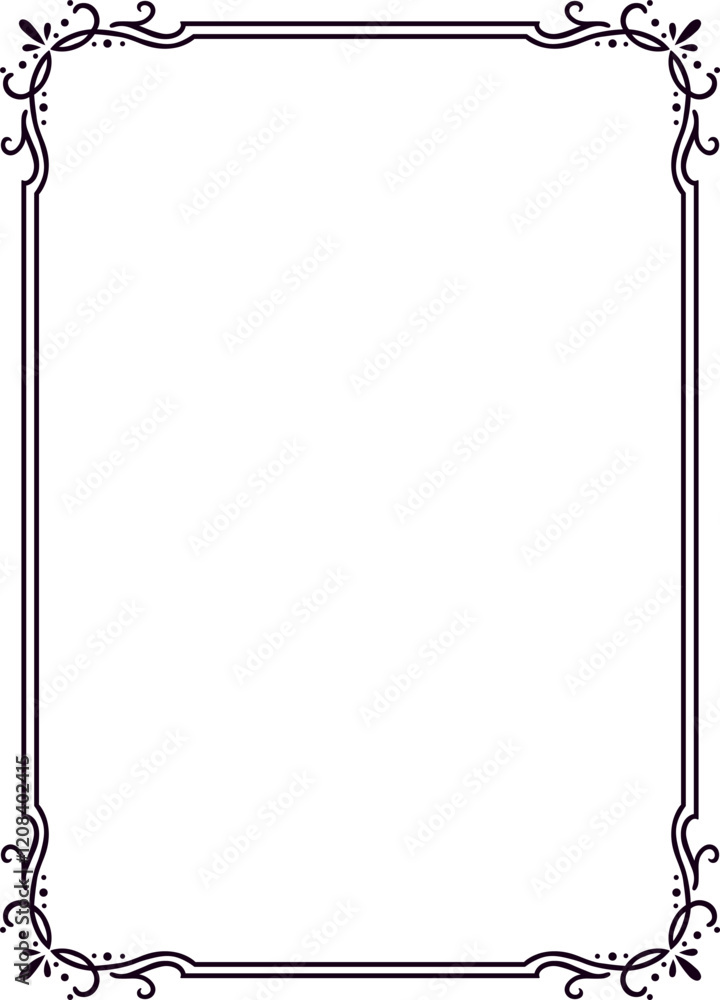 Poster rectangular frame featuring elegant floral corners on a clean white background, providing a sophisti