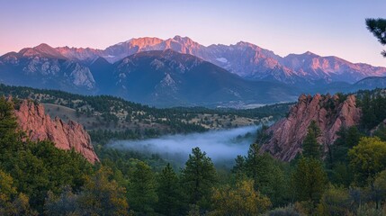 Fototapeta premium Sunrise Mountain Valley Fog Landscape Photography