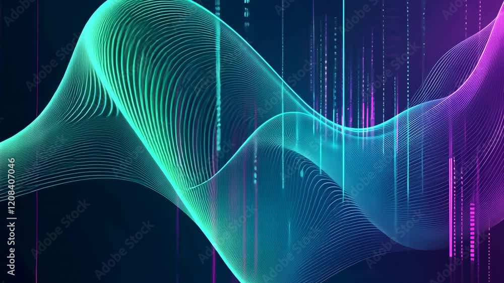 Fototapete video with the enigmatic realm of abstract art with a mesmerizing display of wavy, glowing patterns 