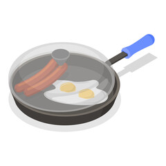 3D Isometric Flat Vector Set of Tableware, Cooking Kitchen Pots. Item 7