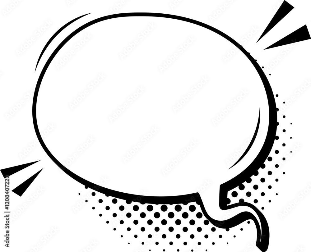 Poster empty comic speech bubble is popping out with halftone dots shadow, ideal for filling in text and ex
